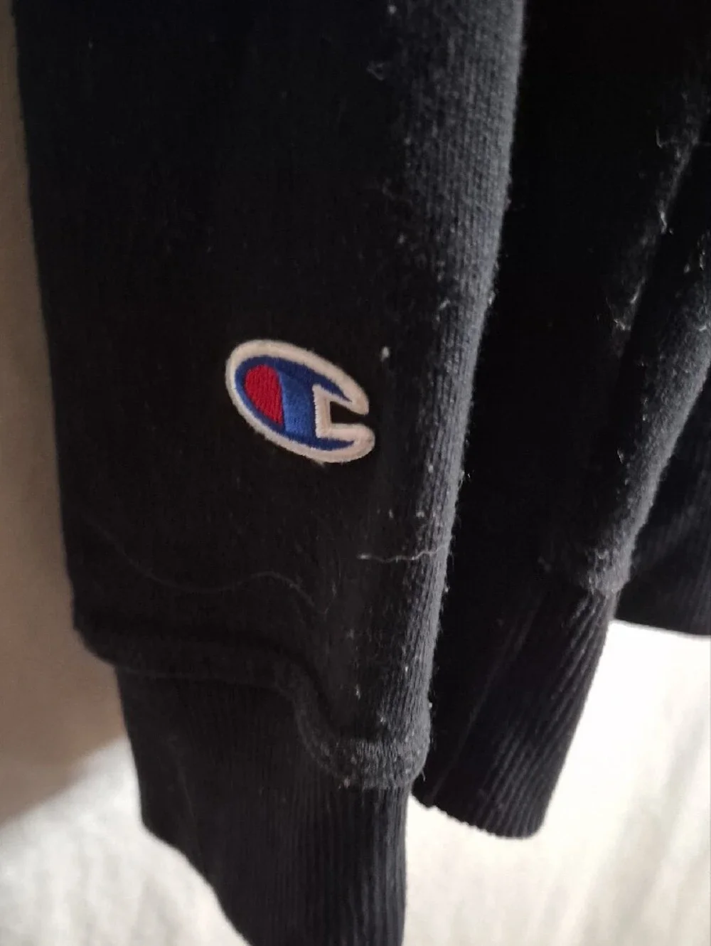 Champion Black Crewneck Sweatshirt with White & Red Logo